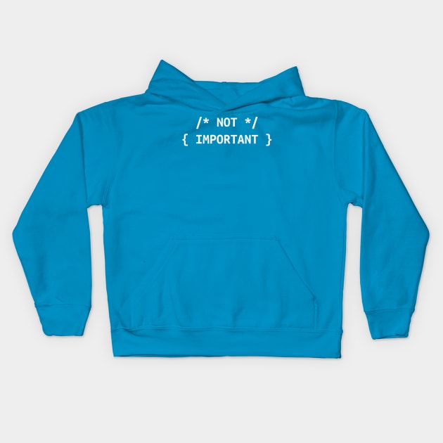 Funny Design for Developers - NOT IMPORTANT Kids Hoodie by bystander